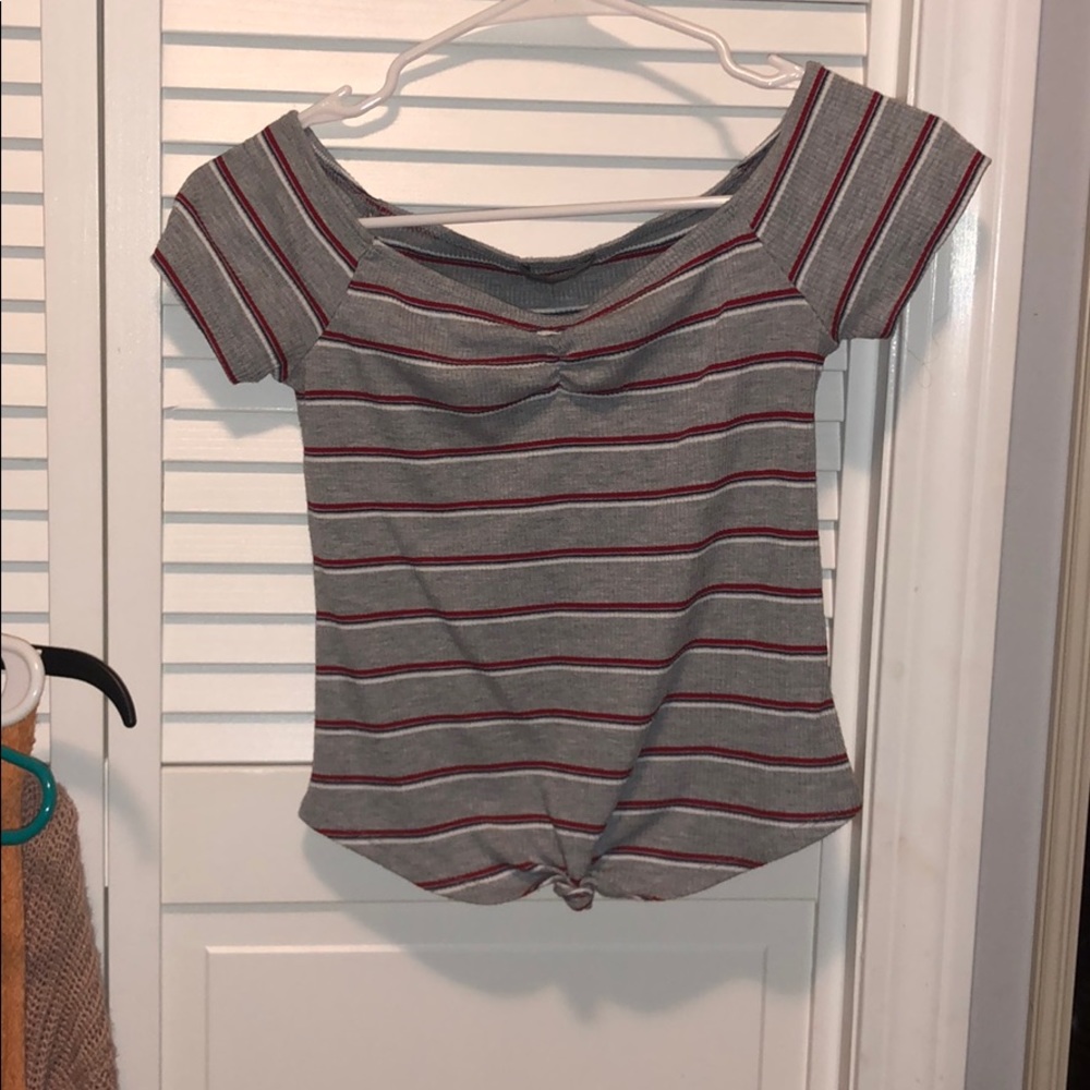 Tie-front off the shoulder top